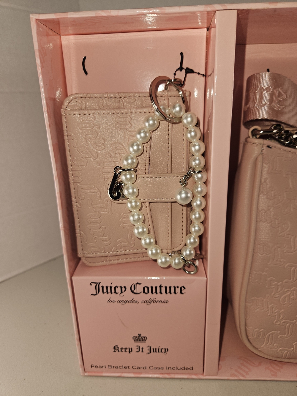 Brand New Juicy Couture Pink Shoulder Bag with Pearl Charm Set - Picture 3 of 5